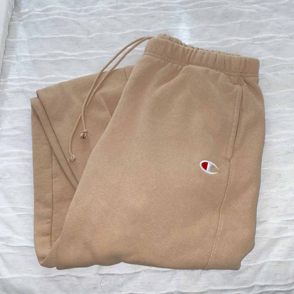 Champion reverse weave tan sweatpants.